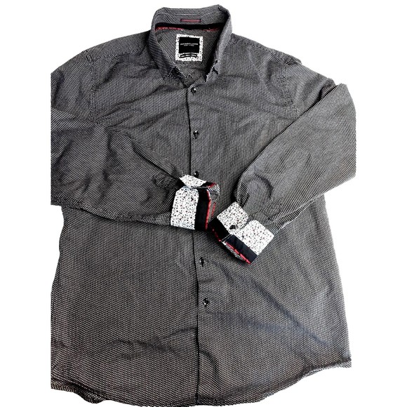 Mens DENIM & FLOWER RICKY SINGH Black White Shirt Size L, Large Button Down VGC - Picture 2 of 9